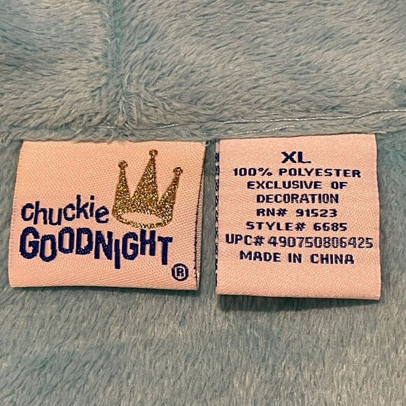 Chuckie Goodnight Bathrobe Youth XL Soft Blue Pockets Rhinestones Robe Bath - Picture 6 of 14